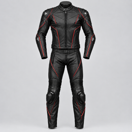 FORGEWORN Shadow Strike — Black & Red 2-Piece Motorcycle Racing Suit