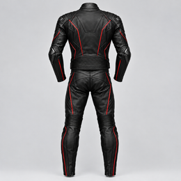 FORGEWORN Shadow Strike — Black & Red 2-Piece Motorcycle Racing Suit