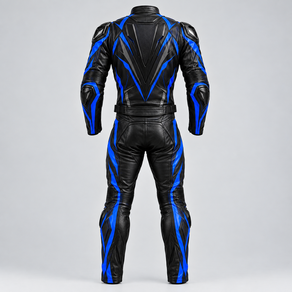 FORGEWORN Electric Strike — Black & Blue 2-Piece Racing Suit