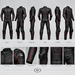FORGEWORN Shadow Strike — Black & Red 2-Piece Motorcycle Racing Suit
