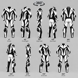 ForgeWorn White & Black Motorcycle Racing Suit – Professional 1-Piece Leather Suit
