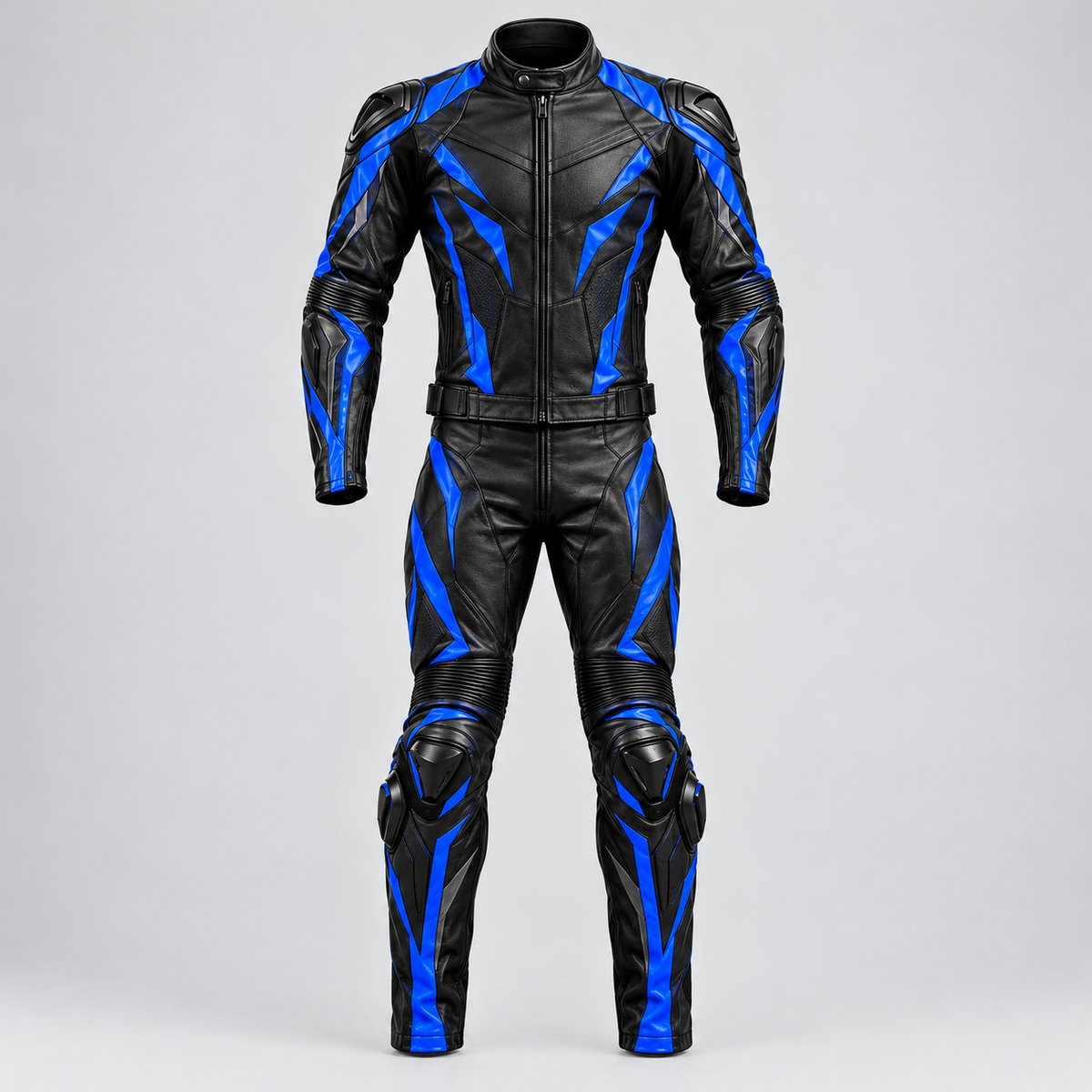 FORGEWORN Electric Strike — Black & Blue 2-Piece Racing Suit