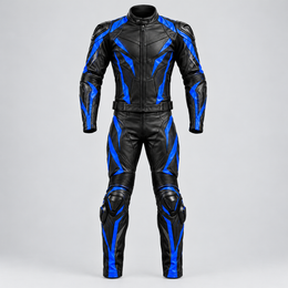 FORGEWORN Electric Strike — Black & Blue 2-Piece Racing Suit